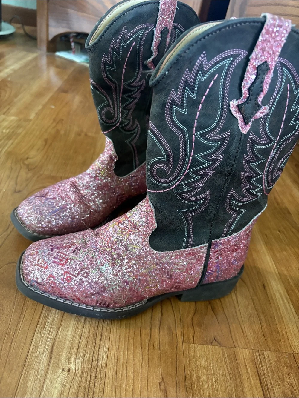 Girls' Pink Glitter Cowboy Boots - Kids Western Boots